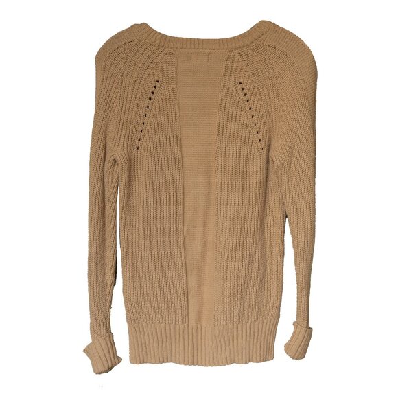 Sigrid Olsen Sweater Beige Cotton Camel Hair Rib Knit Crew Neck Minimal Pullover - Picture 2 of 8